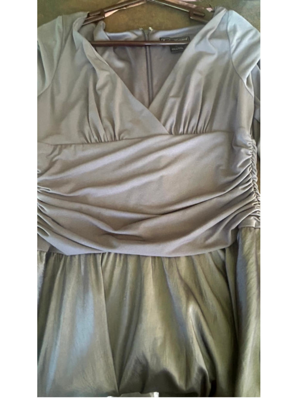 Jessica Howard Silver Dress 12 Folded Cuff Portrait Collar Wedding Formal - Picture 3 of 5